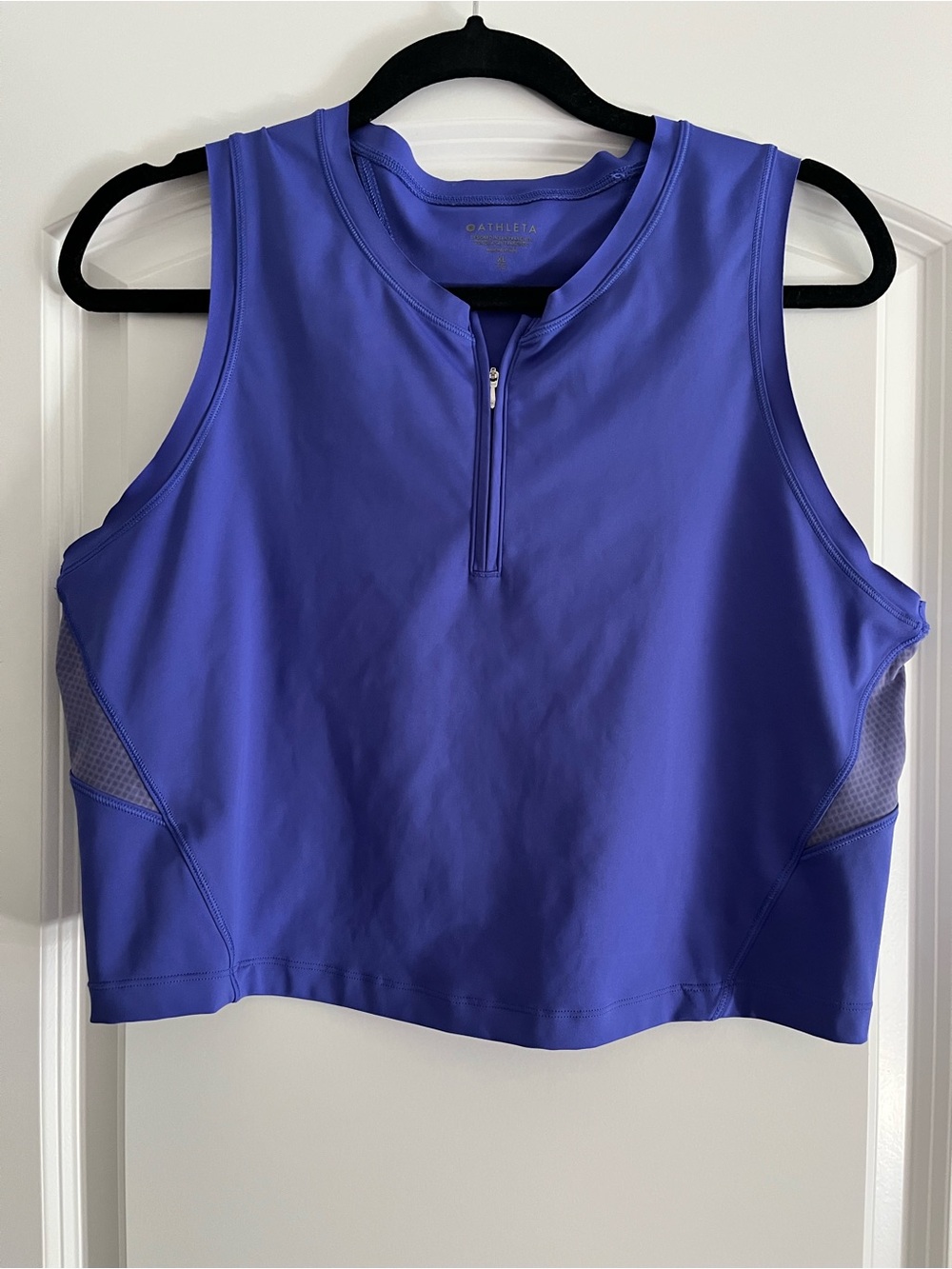 Athleta Cobalt Blue Quarter-Zip Crop Athletic Tank